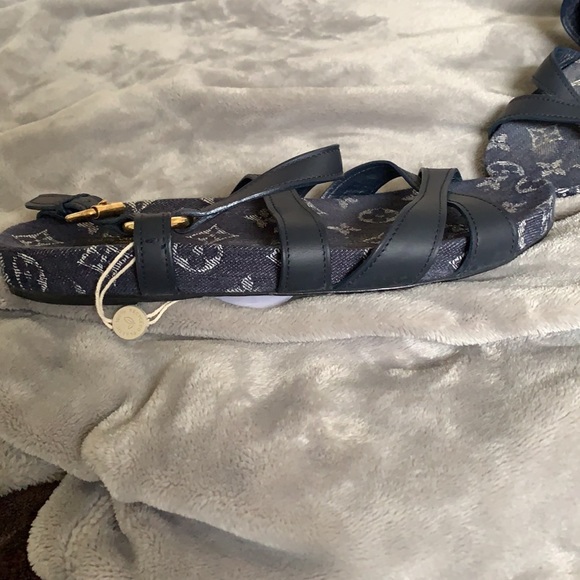 Louis Vuitton Denim Leather Sandals 38.5 - Picture 5 of 13
